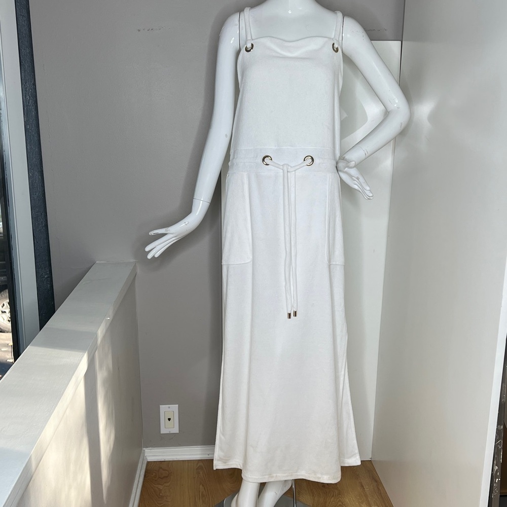 White House Black Market Sz M WKND White Terry Midi Dress - New